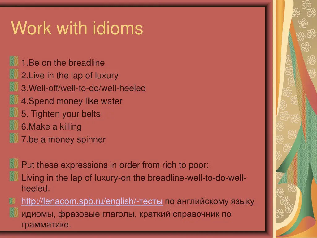 work with idioms