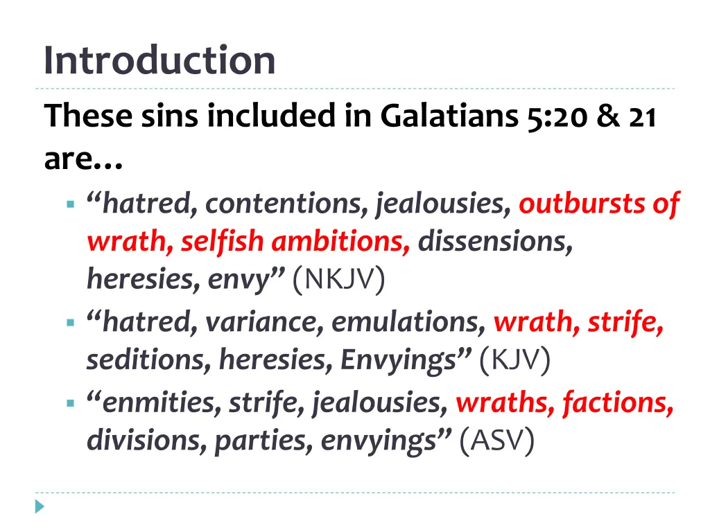 introduction these sins included in galatians