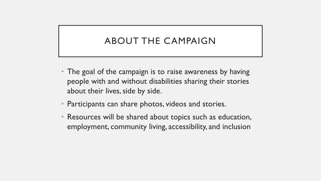 about the campaign