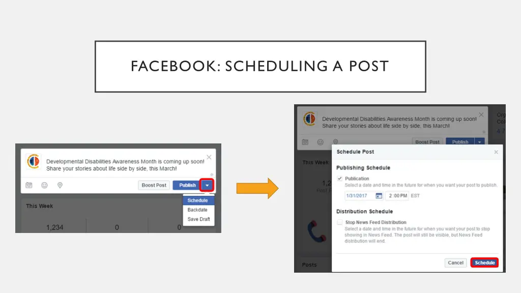 facebook scheduling a post