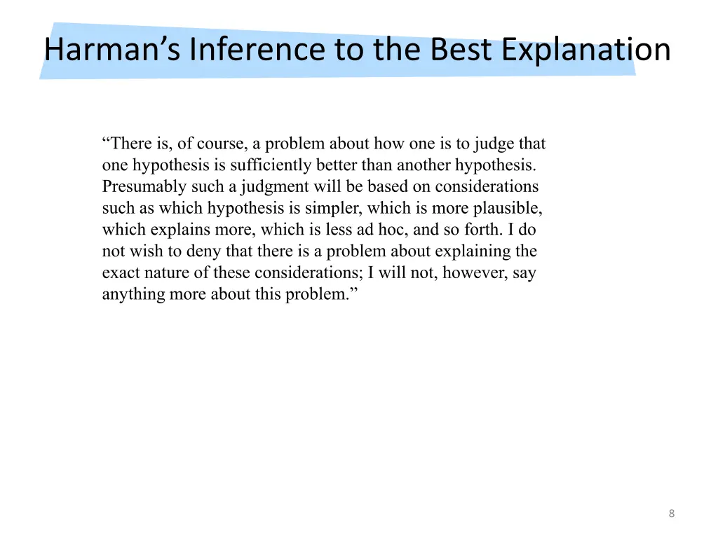 harman s inference to the best explanation 1