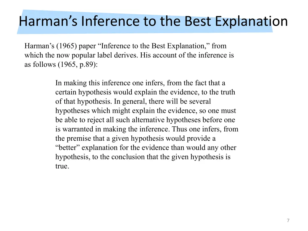 harman s inference to the best explanation