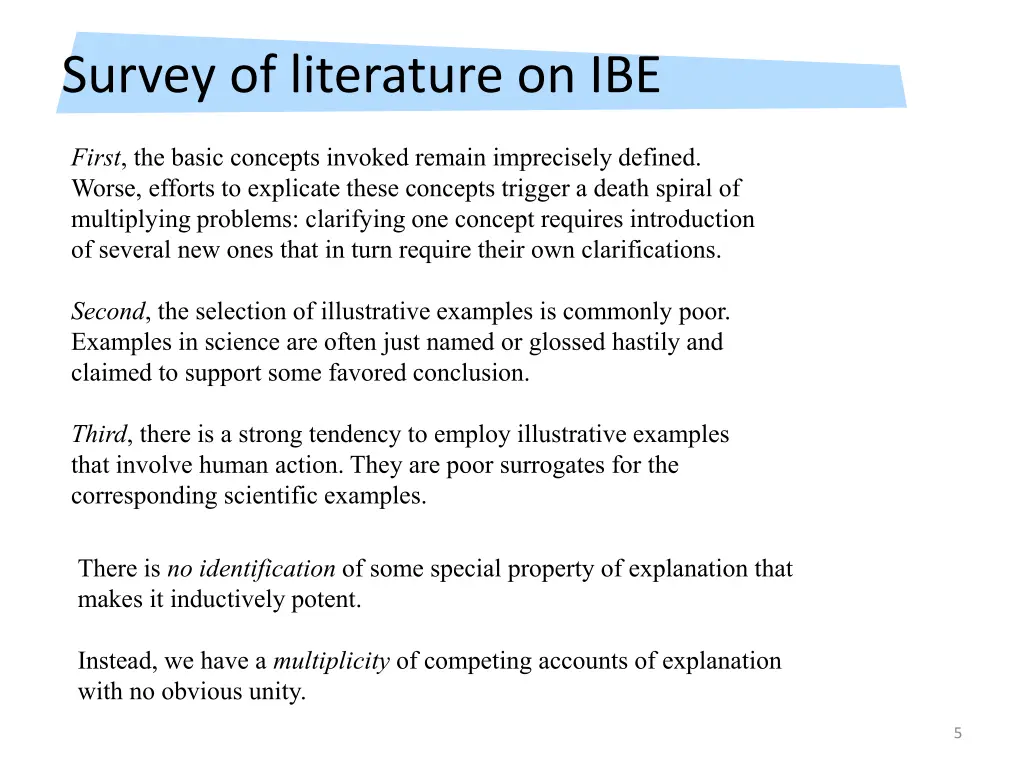 survey of literature on ibe