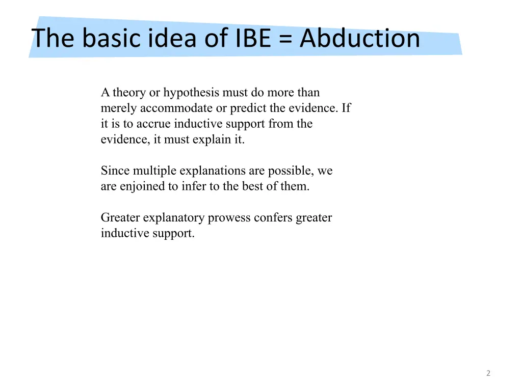 the basic idea of ibe abduction