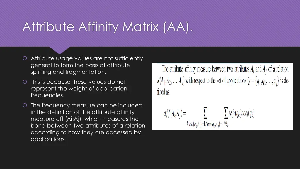 attribute affinity matrix aa