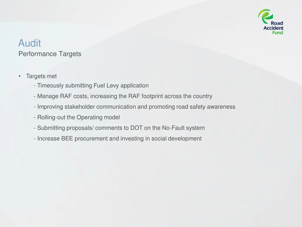 audit performance targets