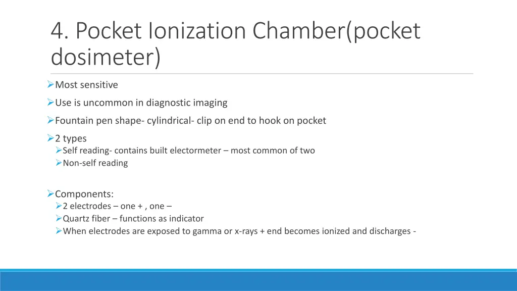 4 pocket ionization chamber pocket dosimeter