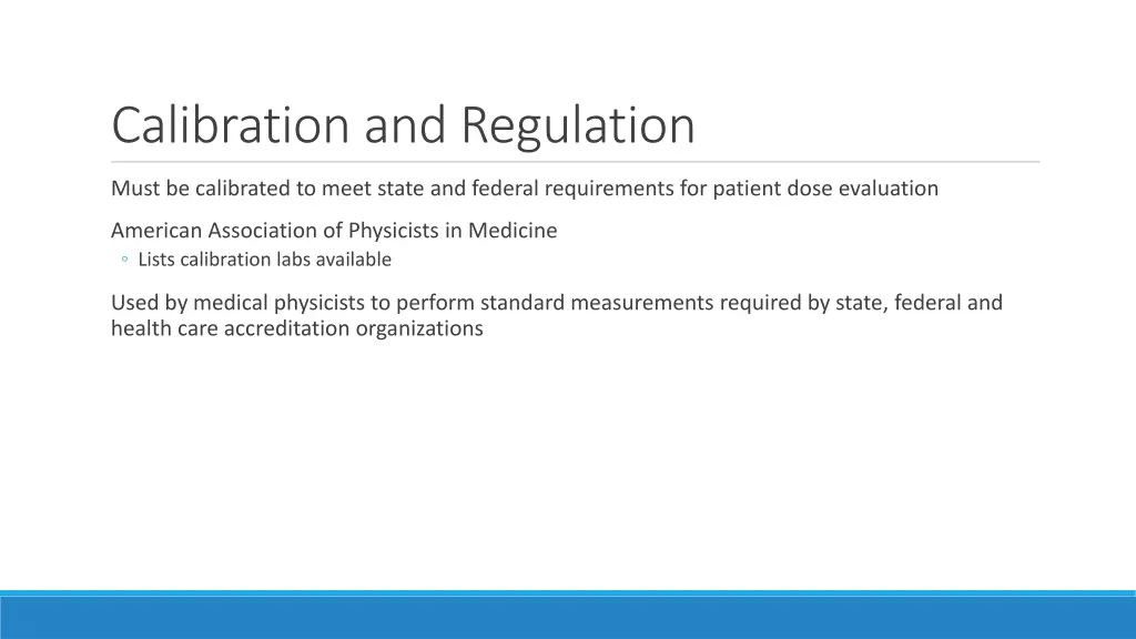 calibration and regulation