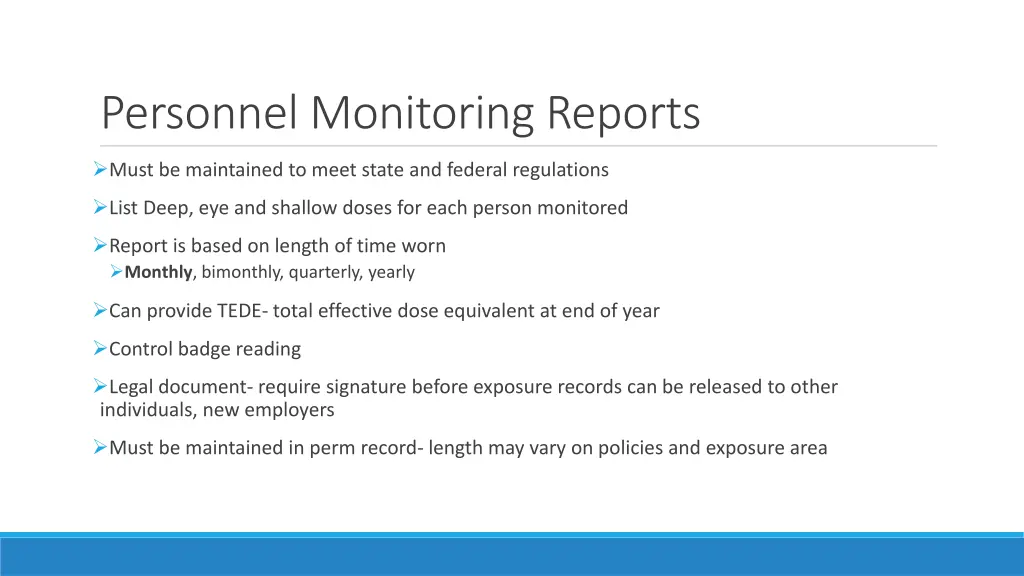 personnel monitoring reports