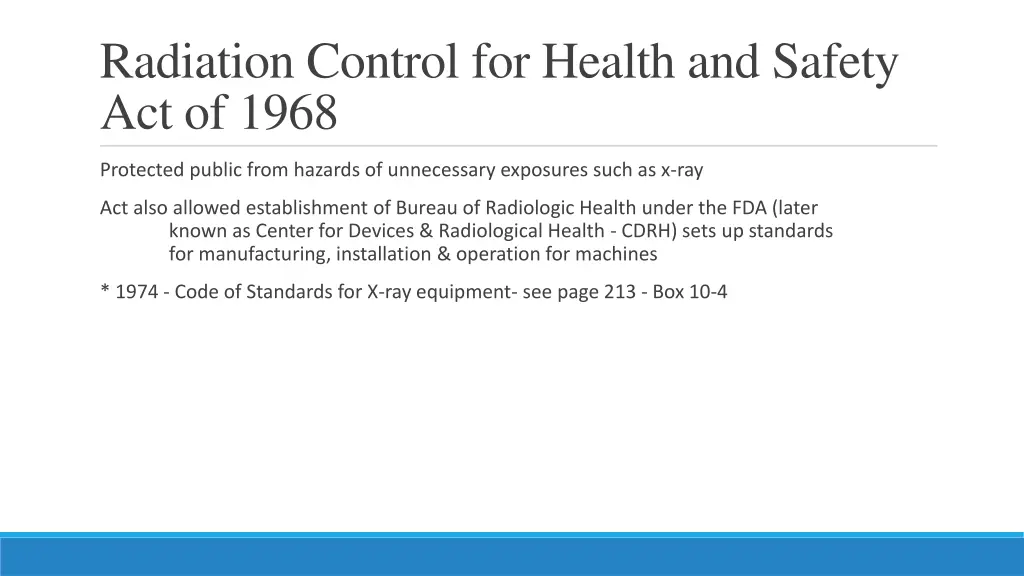 radiation control for health and safety