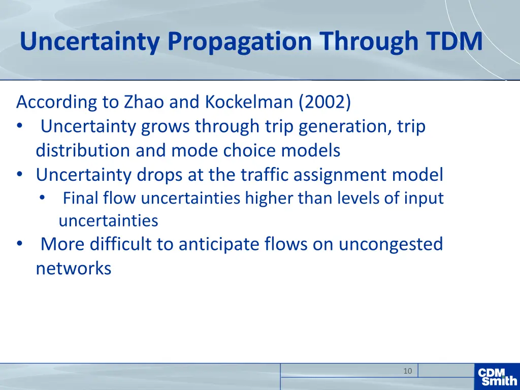 uncertainty propagation through tdm