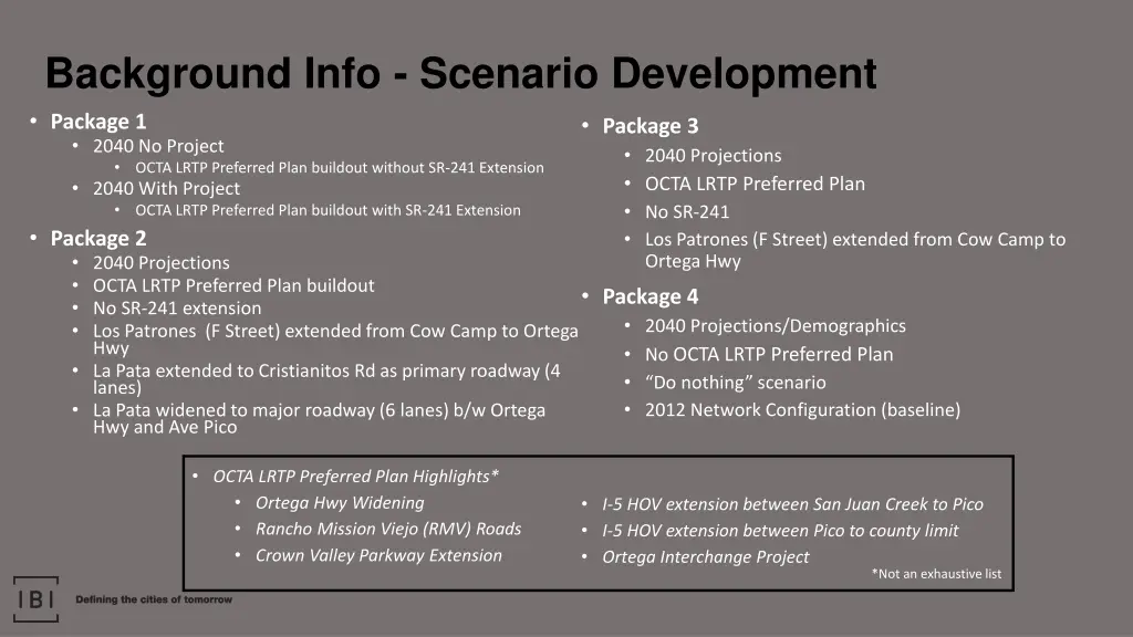 background info scenario development package