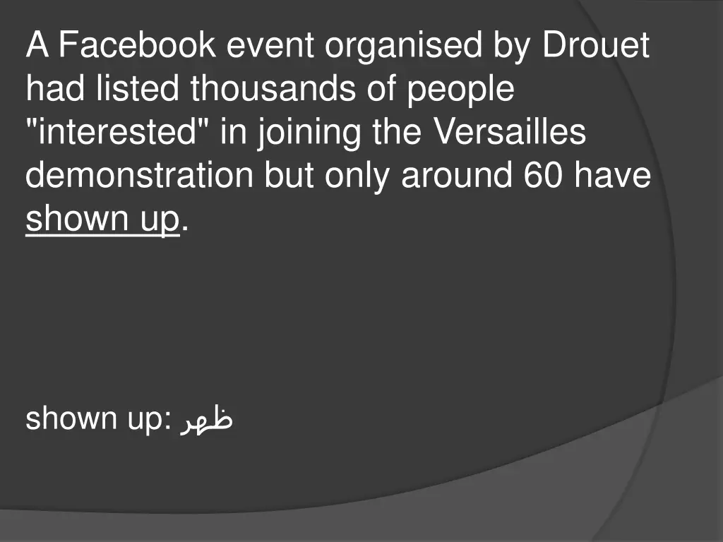 a facebook event organised by drouet had listed