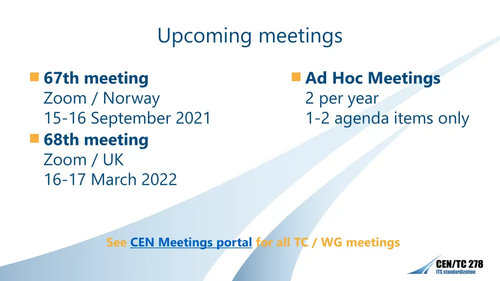 upcoming meetings