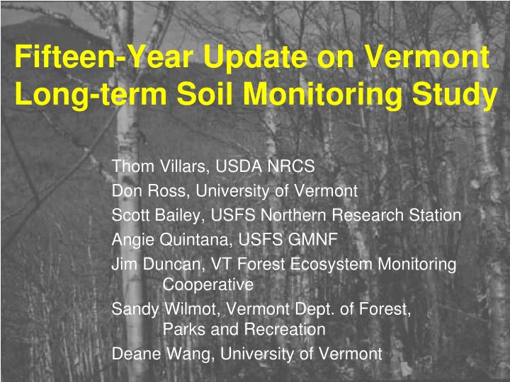 fifteen year update on vermont long term soil