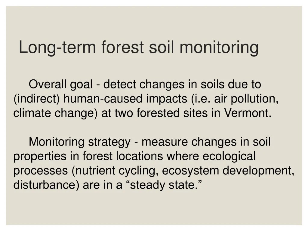 long term forest soil monitoring