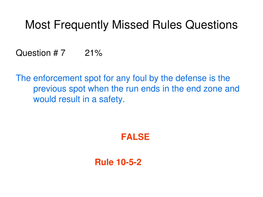 most frequently missed rules questions 15