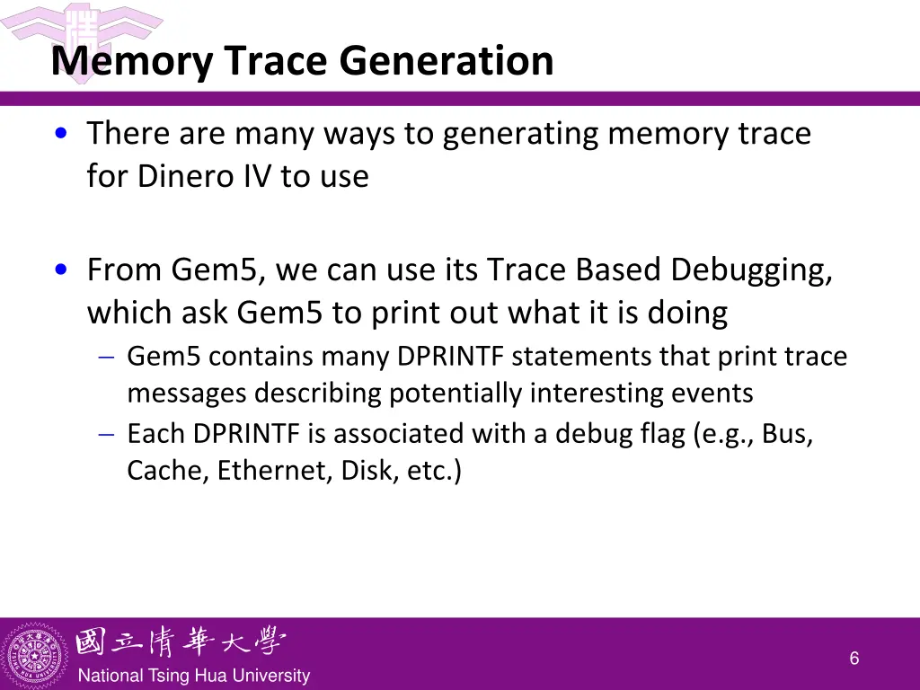 memory trace generation