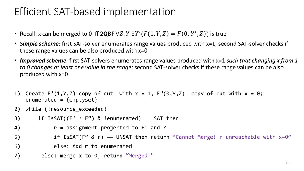 efficient sat based implementation