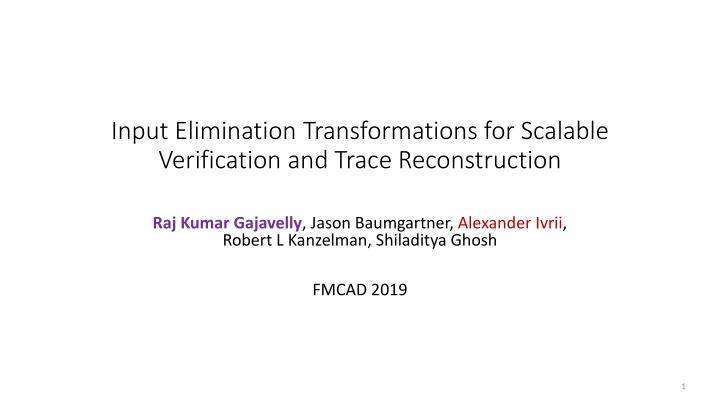 input elimination transformations for scalable