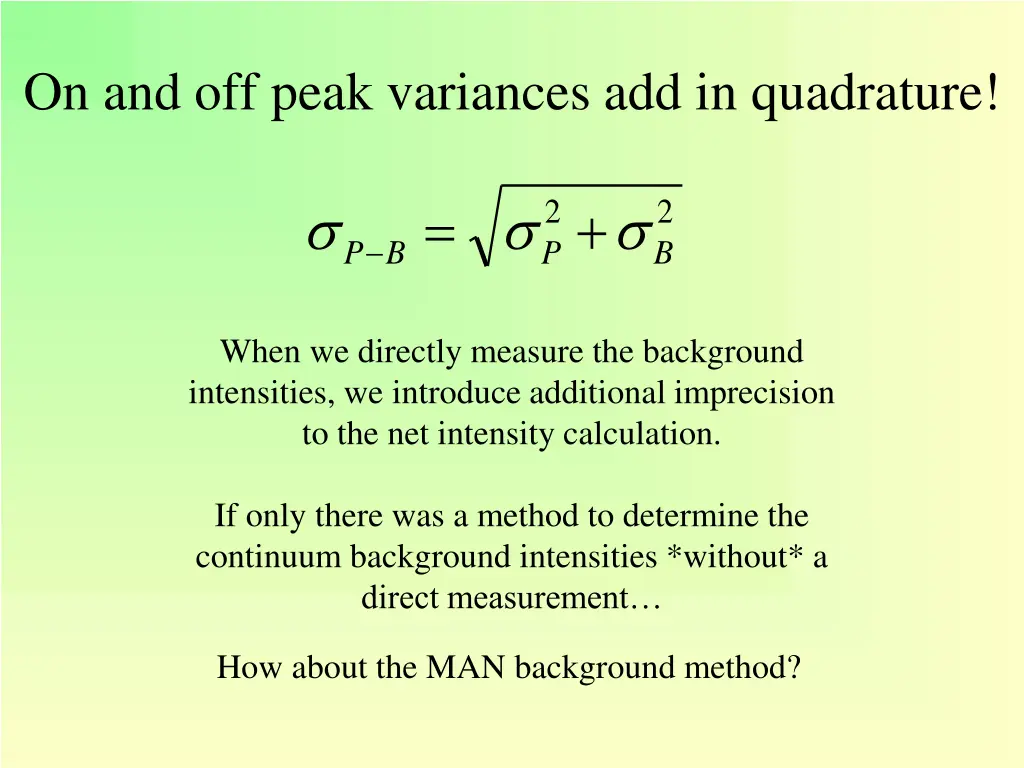 on and off peak variances add in quadrature