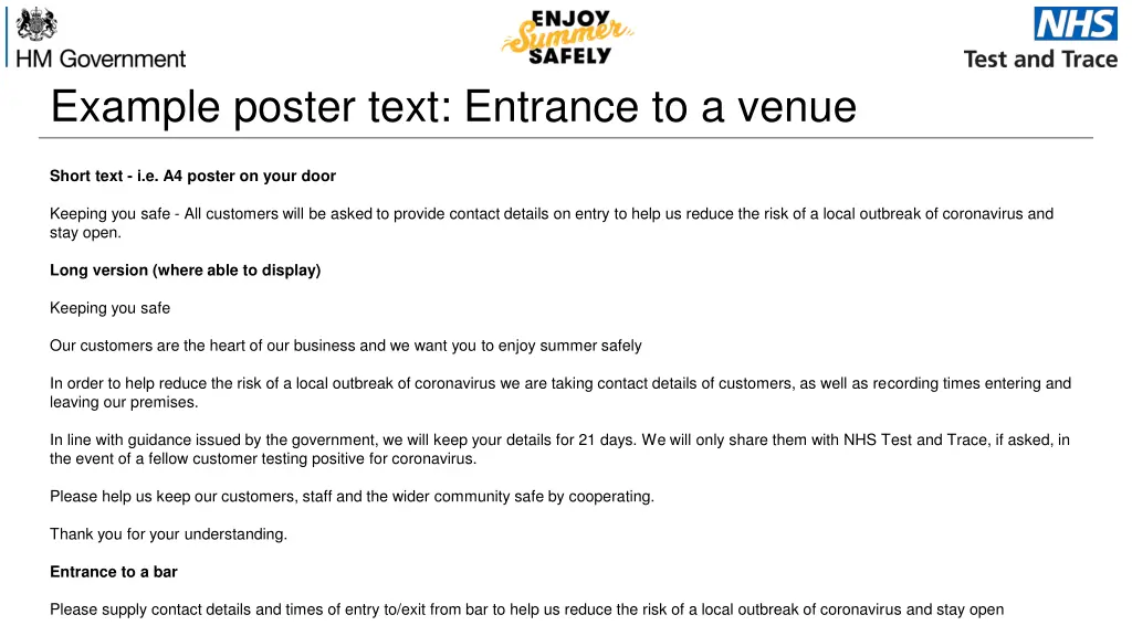 example poster text entrance to a venue