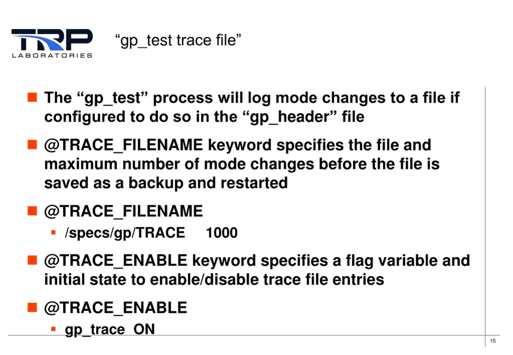 gp test trace file