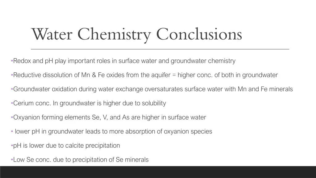 water chemistry conclusions