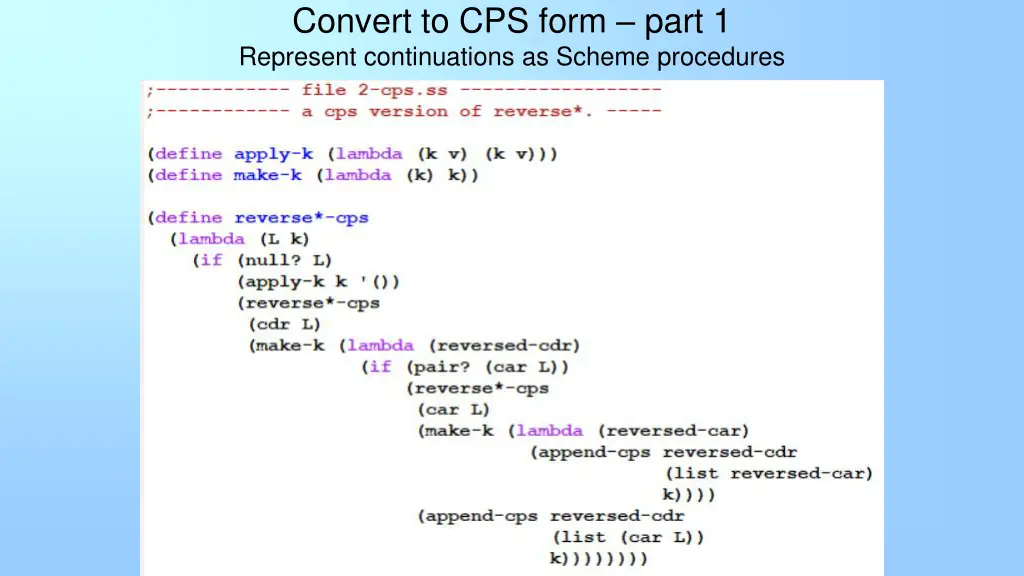 convert to cps form part 1 represent