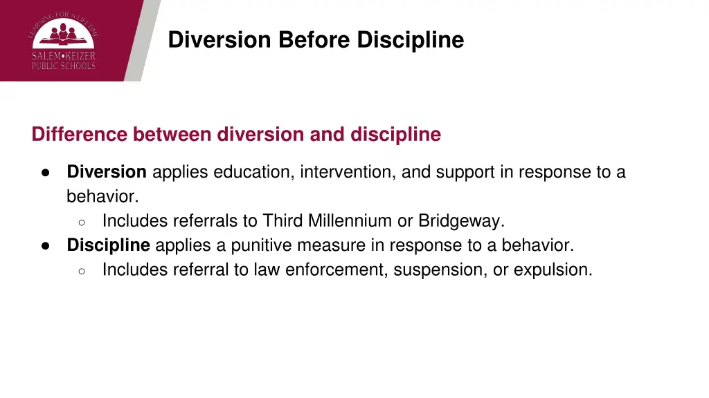 diversion before discipline