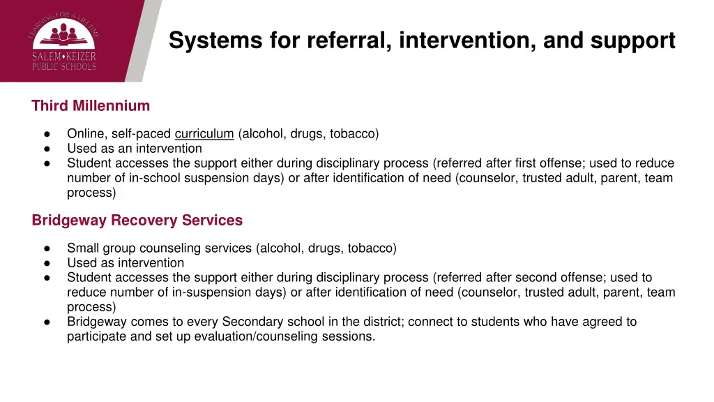 systems for referral intervention and support 1