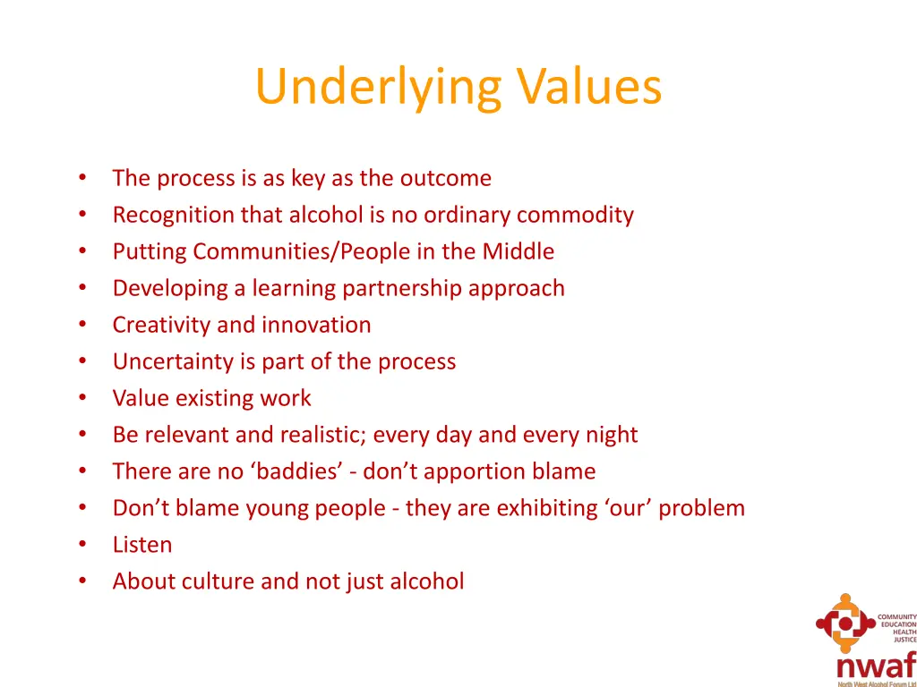 underlying values