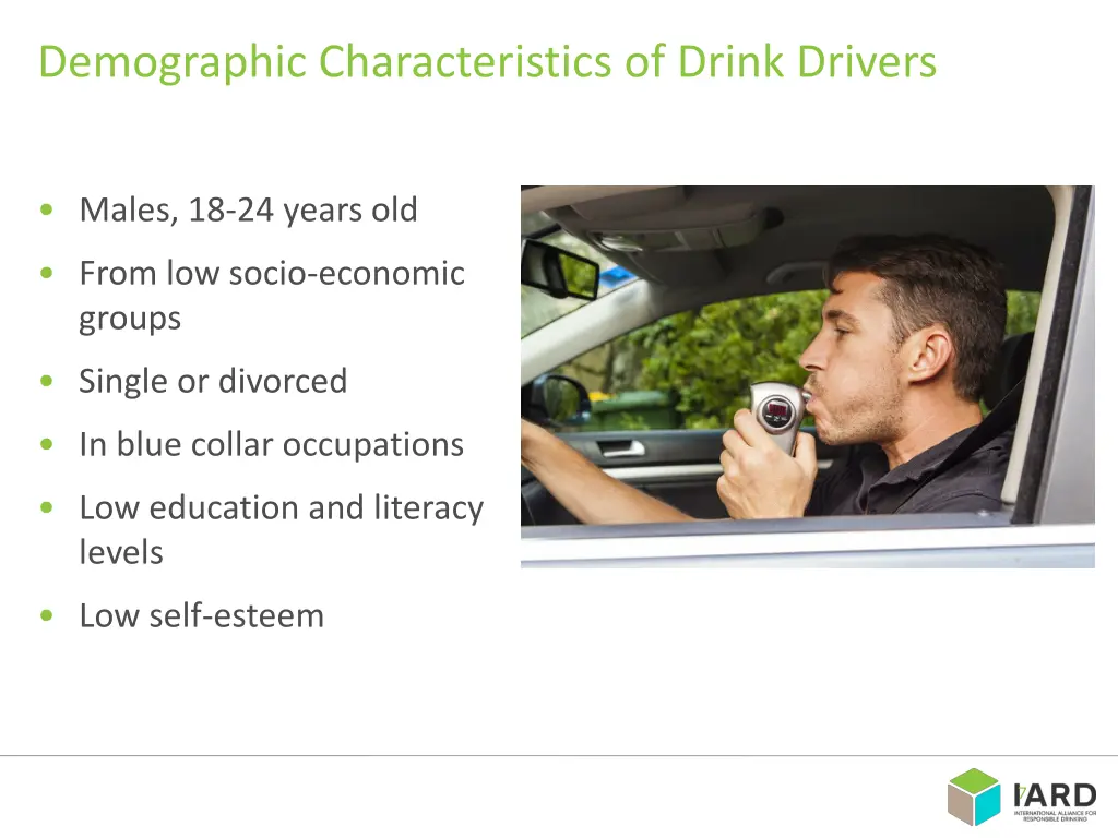 demographic characteristics of drink drivers