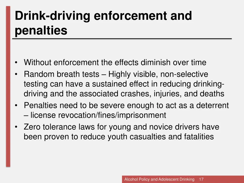 drink driving enforcement and penalties