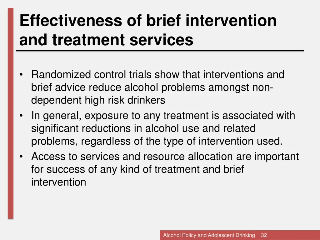 effectiveness of brief intervention and treatment