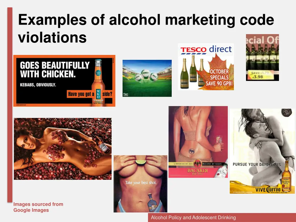 examples of alcohol marketing code violations