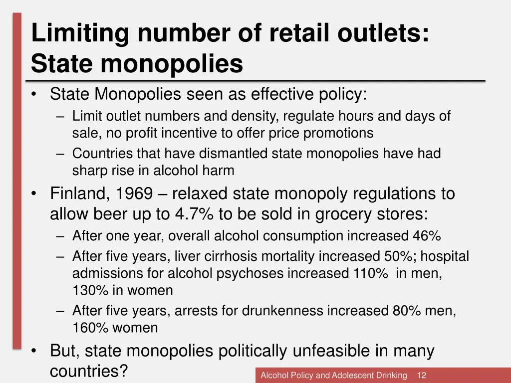 limiting number of retail outlets state