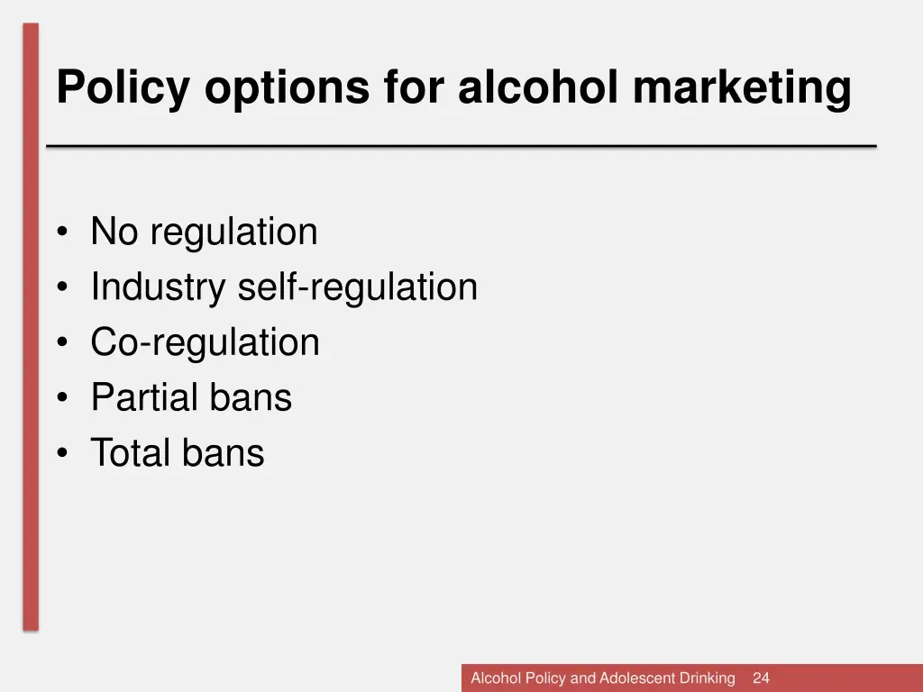 policy options for alcohol marketing