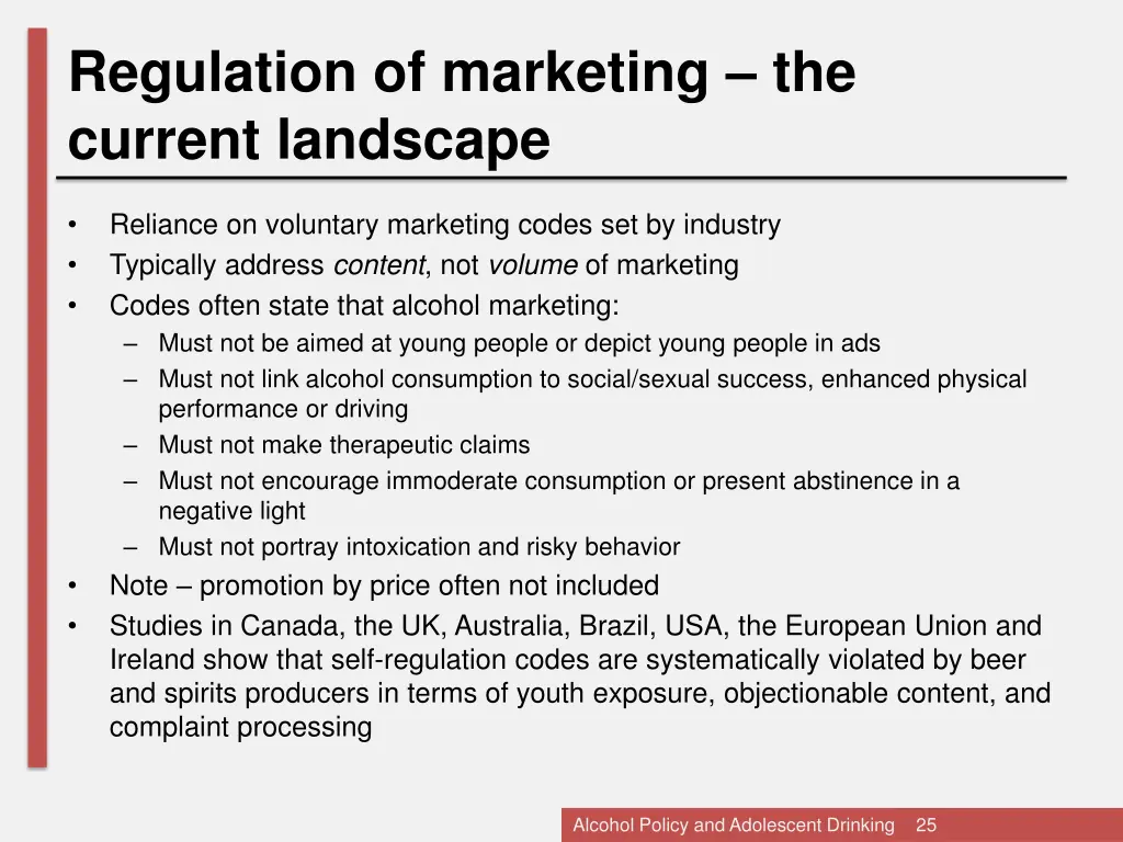 regulation of marketing the current landscape