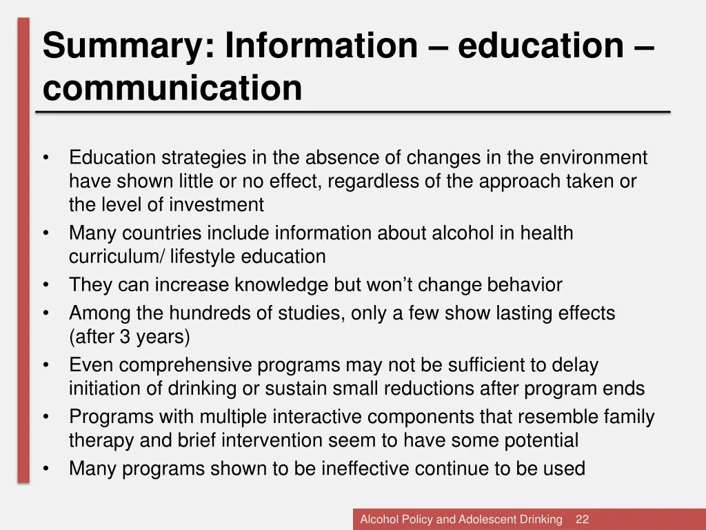 summary information education communication