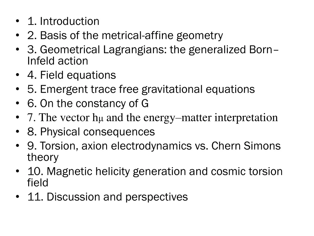 1 introduction 2 basis of the metrical affine