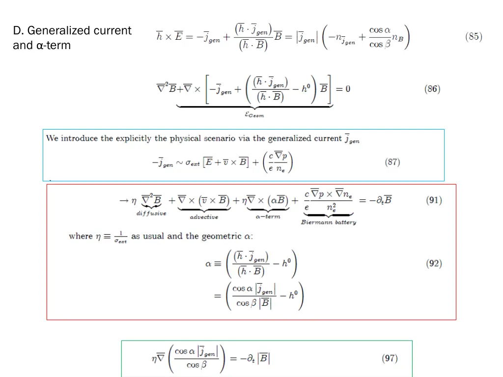 d generalized current and term