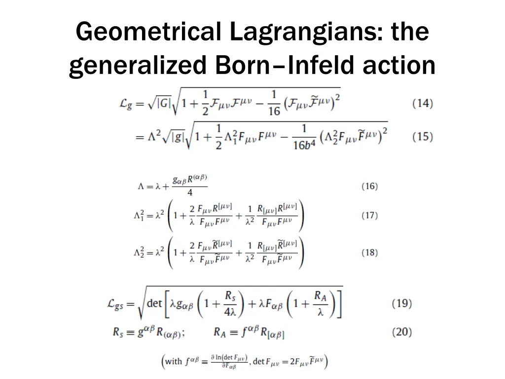 geometrical lagrangians the generalized born 1