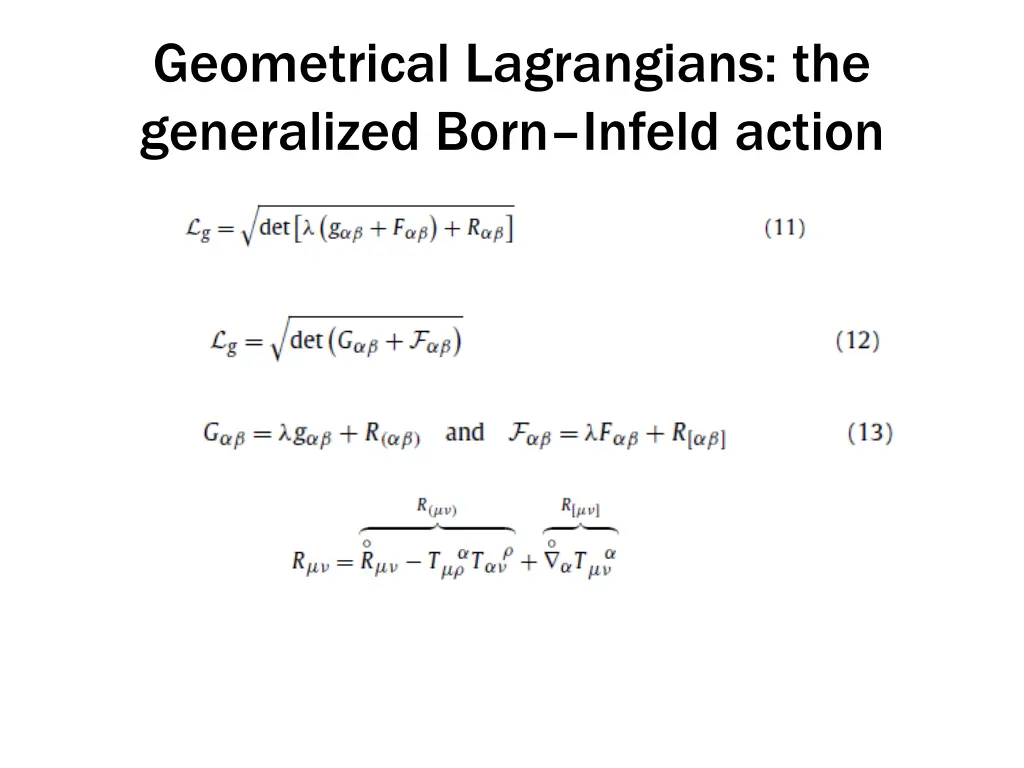 geometrical lagrangians the generalized born