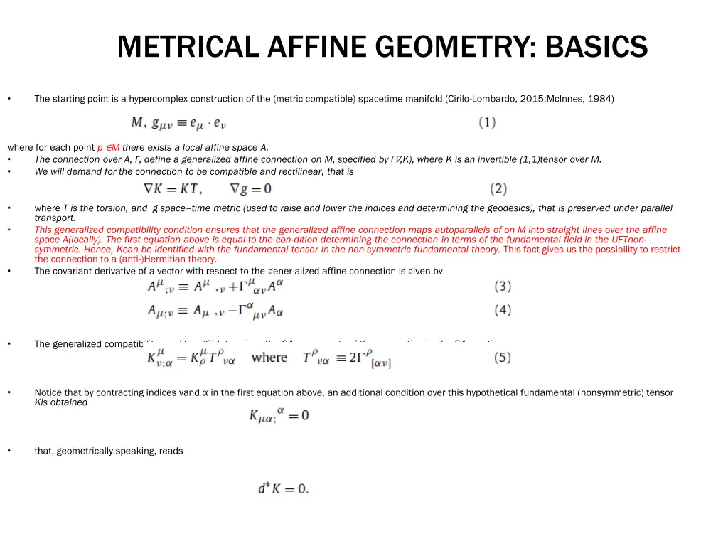 metrical affine geometry basics