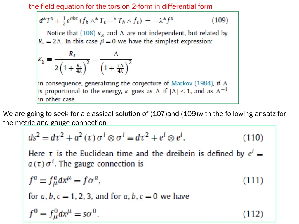 the field equation for the torsion 2 form