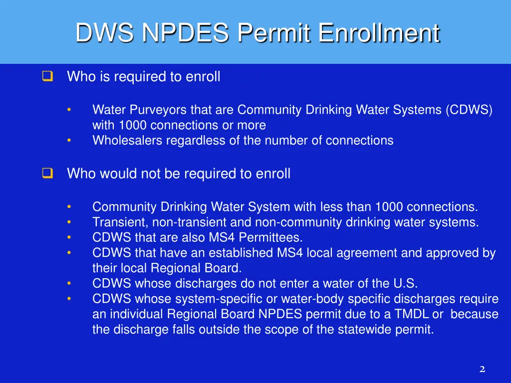 dws npdes permit enrollment