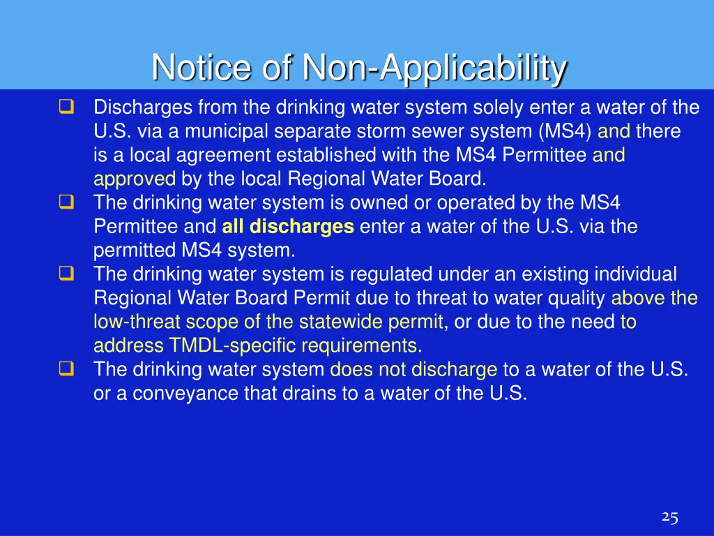 notice of non applicability discharges from