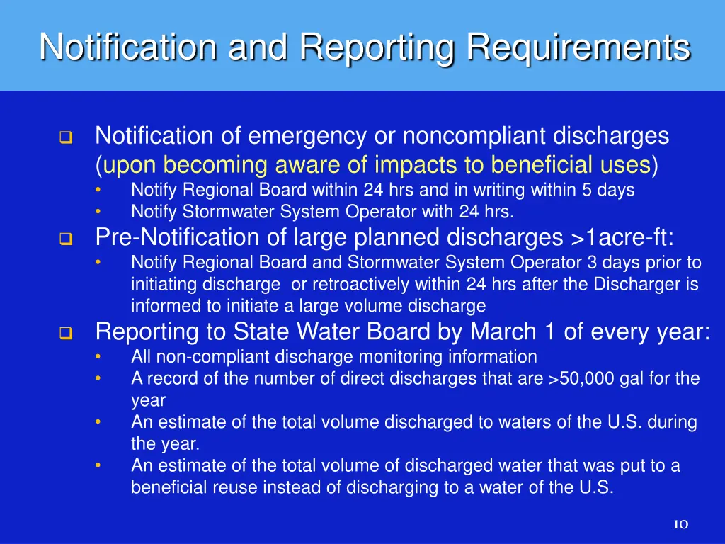 notification and reporting requirements