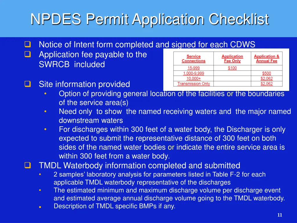 npdes permit application checklist